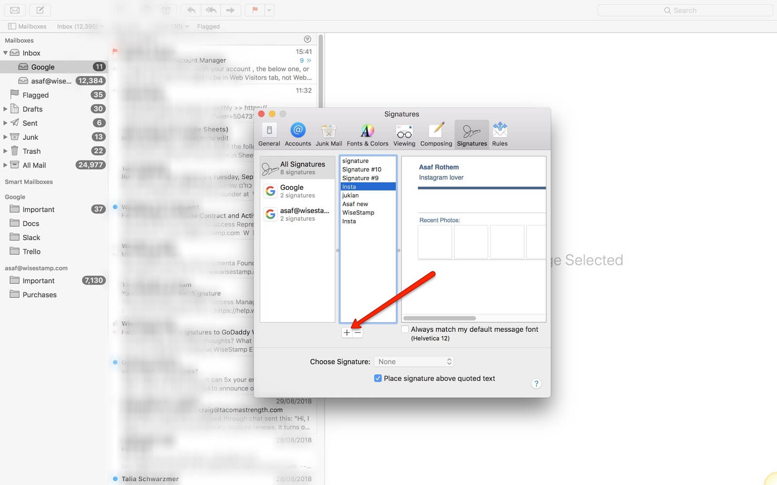 how to change font size on mac mail